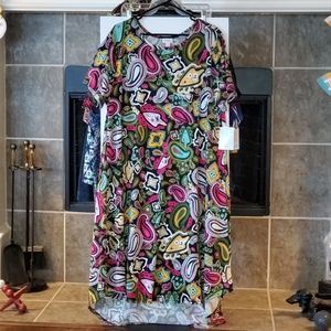 LuLaRoe 3XL Carly High Low Dress Paisley Black Multi- NWT